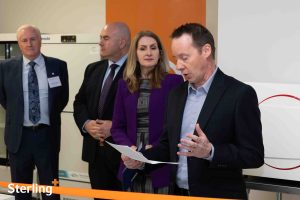 Matt Skynner, giving a speech at the Medtech Innovation Lab opening ceremony at Sterling Industries.